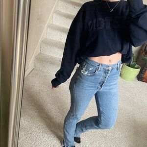 Agolde High Rise Raw Hem Super Stretch Jeans in Light Blue 26